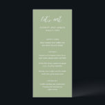 Sydney Sage Green Modern Wedding Menu<br><div class="desc">Modern huwelijksmenu met een eigentijds typografisch ontwerp met "let's eat" in elegante scripttypografie. Hieronder vindt u uw evenementgegevens in een uw namen,  trouwdatum en menu in een eenvoudige en minimale lay-out. Het kleurthema is salie groen en kan worden gewijzigd in het ontwerpbewerkingshulpmiddel.</div>