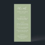Sydney Sage Green Modern Wedding Menu<br><div class="desc">Modern huwelijksmenu met een eigentijds typografisch ontwerp met "let's eat" in elegante scripttypografie. Hieronder vindt u uw evenementgegevens in een uw namen,  trouwdatum en menu in een eenvoudige en minimale lay-out. Het kleurthema is salie groen en kan worden gewijzigd in het ontwerpbewerkingshulpmiddel.</div>