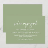 Sydney Sage Groene Moderne Trouwdag Save The Date (Voorkant / Achterkant)