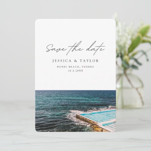 Sydney Save the Date Bondi Beach Bruiloft Kaart (Staand voorkant)