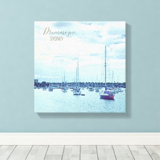 Sydney scène jachten op haven Drummoyne Canvas Afdruk (Insitu (Houten vloer))