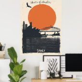 Sydney Silhouettes - Harbour Bridge Reflections Poster (Thuiskantoor)