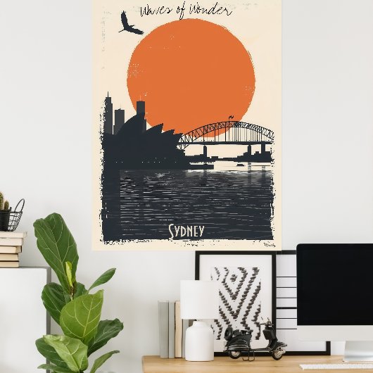 Sydney Silhouettes - Harbour Bridge Reflections Poster (Thuiskantoor)