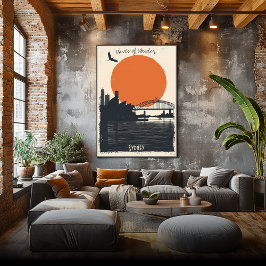 Sydney Silhouettes - Harbour Bridge Reflections Poster