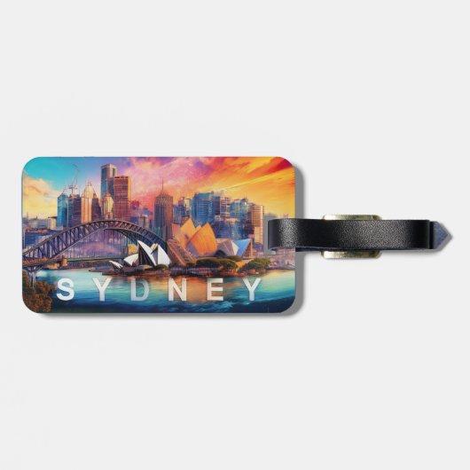 Sydney Skyline Abstracte kunst Bagagelabel (Achterkant horizontaal)