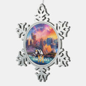Sydney Skyline Abstracte kunst Tin Sneeuwvlok Ornament (Rechts)