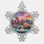 Sydney Skyline Abstracte kunst Tin Sneeuwvlok Ornament (Voorkant)
