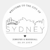 Sydney Skyline | Bruiloft Welkom Favor Ronde Sticker (Voorkant)