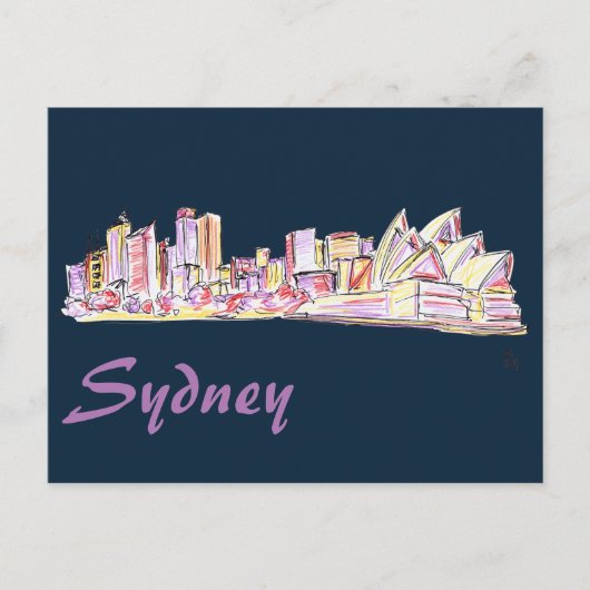 Sydney Skyline Drawing Briefkaart (Voorkant)