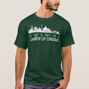 Sydney Skyline GPS coördinaten Stad Australië T-shirt