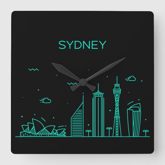 Sydney skyline vierkante klok (Voorkant)