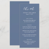 Sydney Stofblauw Moderne Trouwdag Menu (Voorkant / Achterkant)