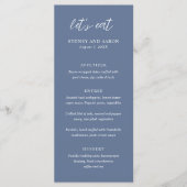 Sydney Stofblauw Moderne Trouwdag Menu (Voorkant)