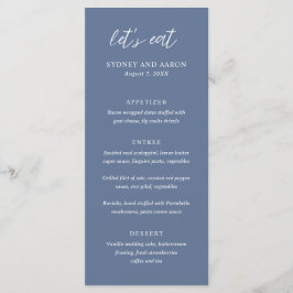 Sydney Stofblauw Moderne Trouwdag Menu