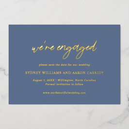 Sydney Stofblauw Moderne Trouwkaart 'Save the Date Folie Uitnodiging