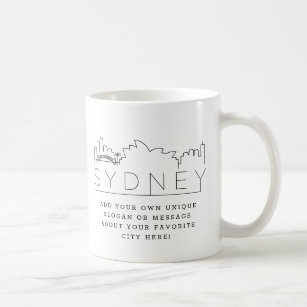 Sydney Stylized Skyline   Aangepaste Slogan Coffee Koffiemok