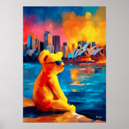 Sydney Teddy Golden Harbor Skyline Print