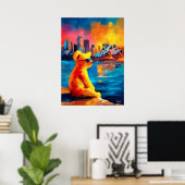 Sydney Teddy Golden Harbor Skyline Print (Thuiskantoor)