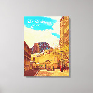 Sydney The Rocks met een havenbrug Canvas Afdruk