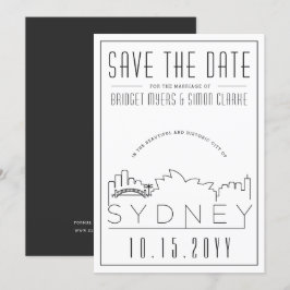 Sydney Trouw Deco Stijl Silhouette Bewaar de Datum Kaart