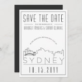 Sydney Trouw Deco Stijl Skyline Save the Date Kaart (Voorkant / Achterkant)