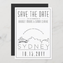 Sydney Trouw Deco Stijl Skyline Save the Date Kaart