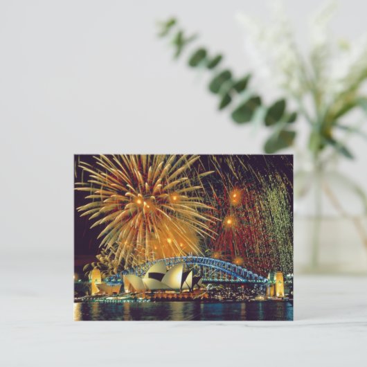 Sydney under Fireworks Postcard Briefkaart (Staand voorkant)