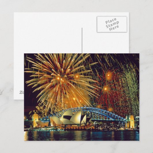 Sydney under Fireworks Postcard Briefkaart (Voorkant / Achterkant)