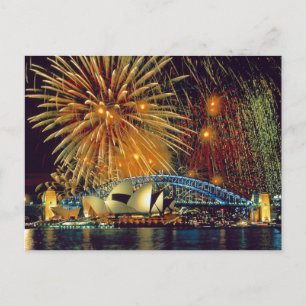 Sydney under Fireworks Postcard Briefkaart