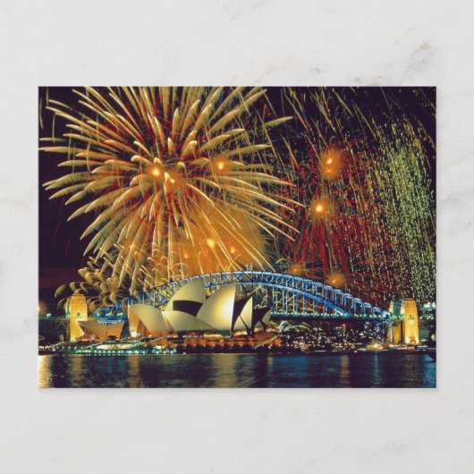 Sydney under Fireworks Postcard Briefkaart (Voorkant)