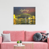 Sydney via de nachtelijke Harbor Bridge Australië  Canvas Afdruk (Insitu (Woonkamer))