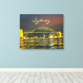 Sydney via de nachtelijke Harbor Bridge Australië  Canvas Afdruk (Insitu (Houten vloer))