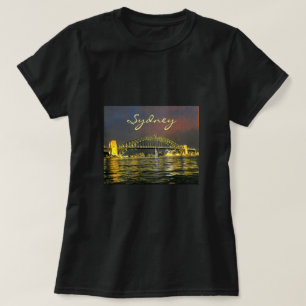 Sydney via de nachtelijke Harbor Bridge Australië  T-shirt