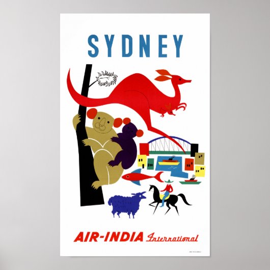 Sydney Vintage Travel Poster teruggezet (Voorkant)