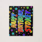 "SYDNEY" Voornaam, geun "HAPPY BIRTHDAY" Legpuzzel (Verticaal)