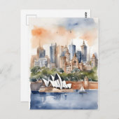 Sydney waterverf kunst briefkaart (Voorkant / Achterkant)