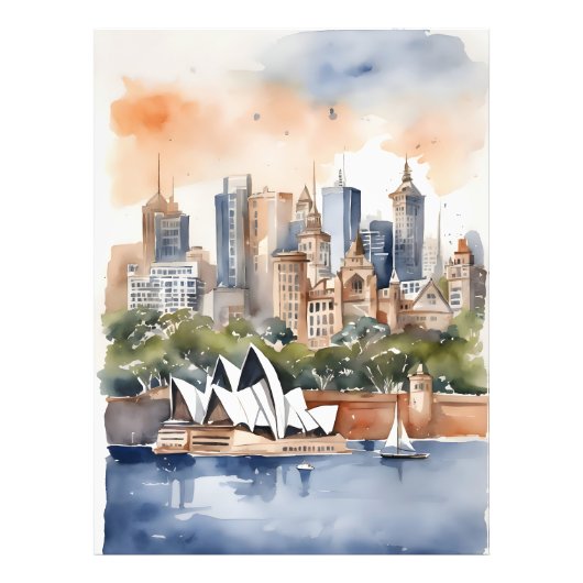 Sydney waterverf kunst foto afdruk (Voorkant)