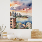 Sydney waterverf kunst poster (Keuken)