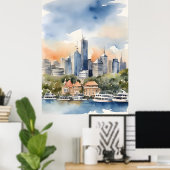 Sydney waterverf kunst poster (Thuiskantoor)