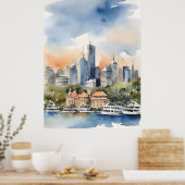Sydney waterverf kunst poster (Keuken)