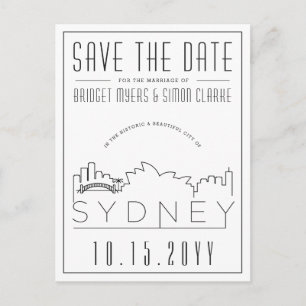 Sydney Wedding Deco Skyline Save the Date Briefkaart