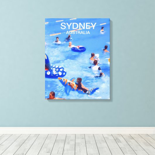 Sydney Zomer zwembad reisprint Canvas Afdruk (Insitu (Houten vloer))