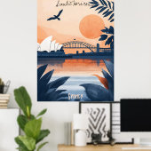 Sydney Zonsondergang - Opera House en Harbour Brid Poster (Thuiskantoor)