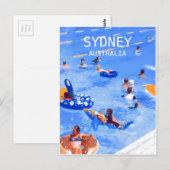 Sydney-zwempools digitaal kunstreizen briefkaart (Voorkant / Achterkant)