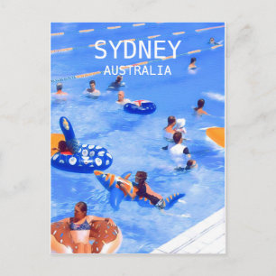 Sydney-zwempools digitaal kunstreizen briefkaart