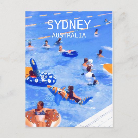 Sydney-zwempools digitaal kunstreizen briefkaart (Voorkant)