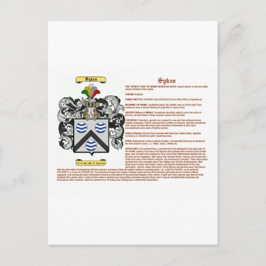 Sykes (betekenis) briefkaart (Voorkant)