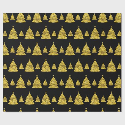 Sylish Black and Gold kerstboom Cadeaupapier (Vlak)