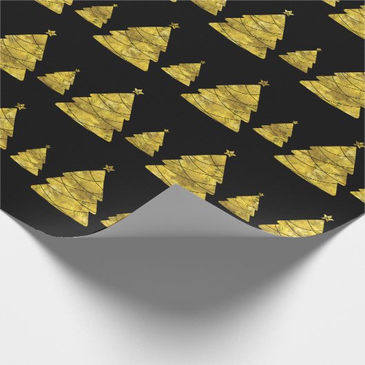 Sylish Black and Gold kerstboom Cadeaupapier (Hoek)