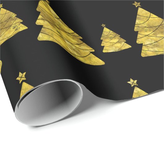 Sylish Black and Gold kerstboom Cadeaupapier (Rol Hoek)